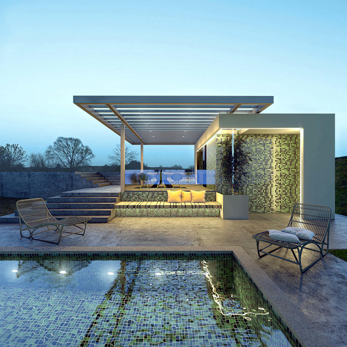 Conception et suivi de chantier d'un pool house en ossature bois - Régis Lessent Architecte à Villers-le-Bouillet