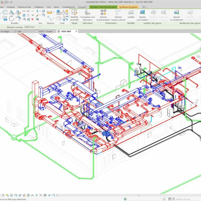 Modélisation BIM MEP réalisée sous Autodesk Revit – formation Revit Wallonie