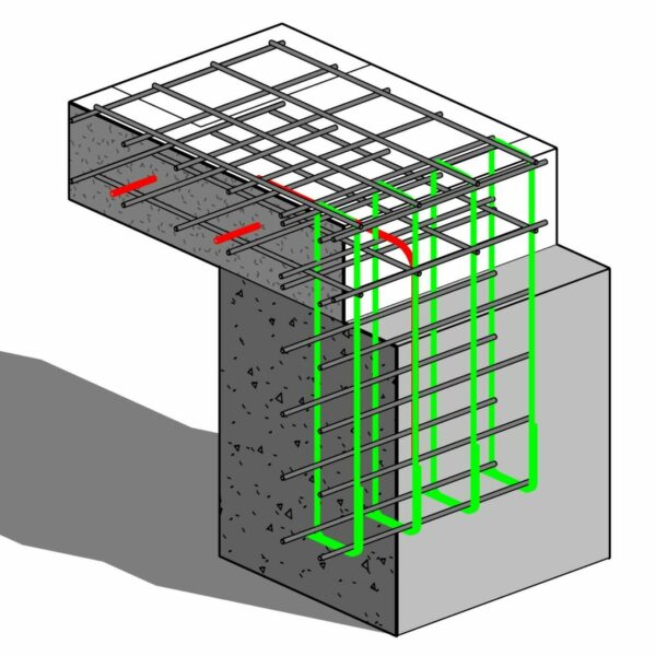 Etude 3D du ferraillage du radier d'une extension basse énergie, province de Liège