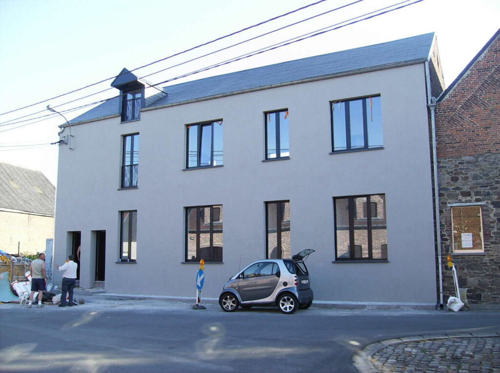 photo de la rénovation d'un ancien commerce, projet intégré dans le patrimoine local du hainaut