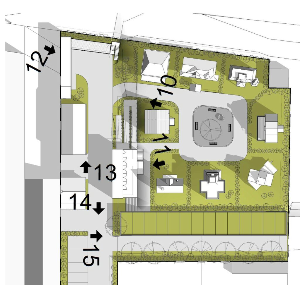 Plan d'implantation et dossier photo pour une étude de projet d'architecture à Amay
